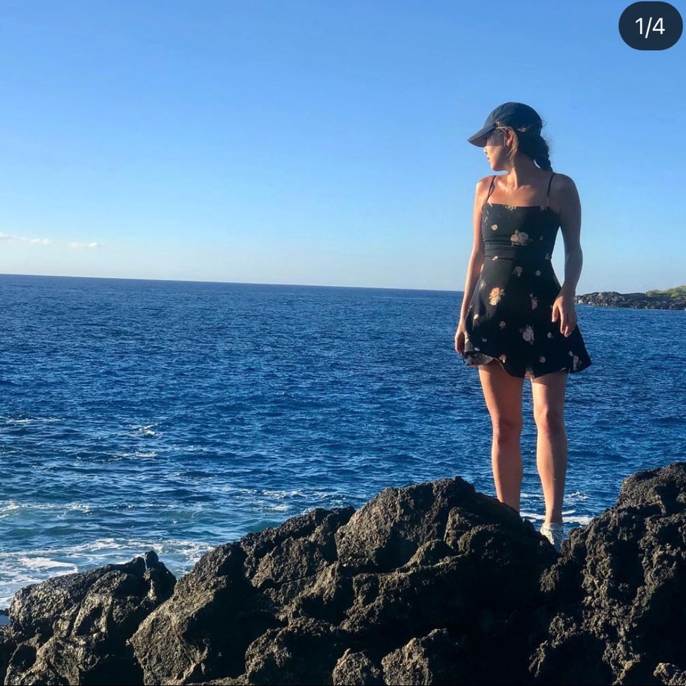 Reformation black floral mini dress size US 2